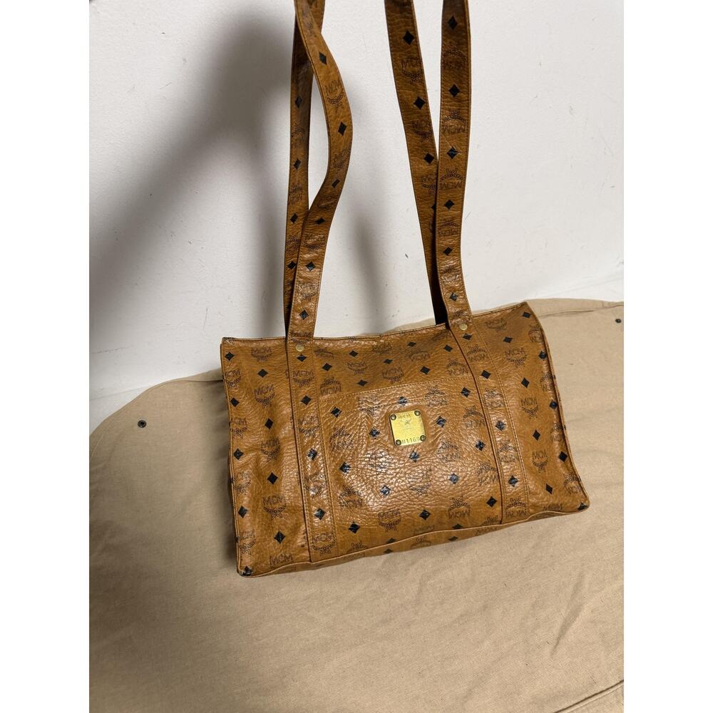 Vintage MCM Shoulder Bag Womens Brown Monogram Canvas Made In Germany M1169